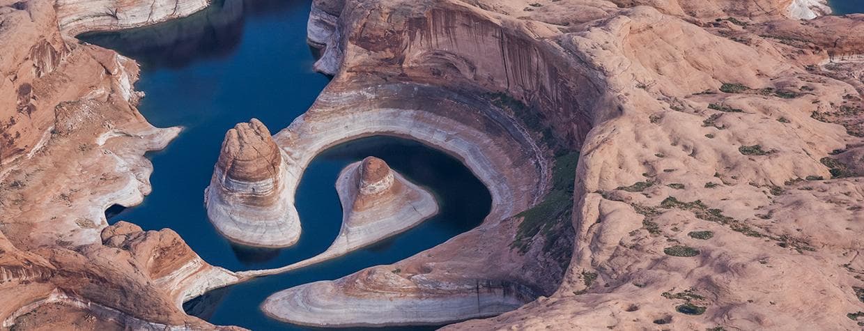 Reflection Canyon aerial showing drawdown bathtub rings